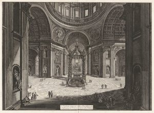 Veduta interna della Basilica di San Pietro in Vaticano vicino alla Tribuna da Giovanni Battista Piranesi