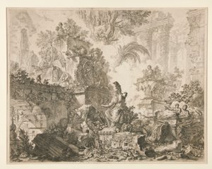 Vedute di Roma: Frontespizio con statua di Minerva da Giovanni Battista Piranesi