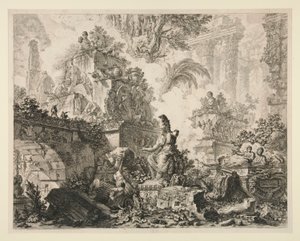 Vedute di Roma: Frontespizio con statua di Minerva da Giovanni Battista Piranesi