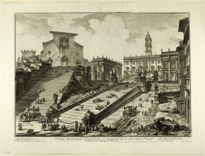 Veduta del Campidoglio con la scalinata verso la Chiesa di S. Maria in Aracoeli, da Vedute di Roma