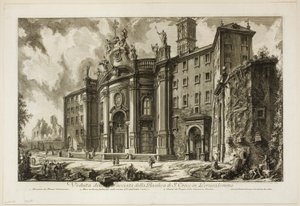 Veduta della facciata della Basilica di S. Croce in Gerusalemme, da Vedute di Roma da Giovanni Battista Piranesi