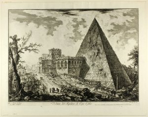 Veduta della Tomba Piramidale di Cestio, dalle Vedute di Roma