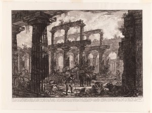 Veduta dei resti della cella del Tempio di Nettuno, da Diverse vedute di Paestum da Giovanni Battista Piranesi