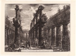 Veduta dei Resti delle Due File di Colonne nel Tempio di Nettuno che [originariamente] formavano i colonnati lungo i lati della cella e sostenevano la parte superiore del tetto, da Diverse Vedute di Paestum da Giovanni Battista Piranesi