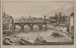 Veduta del Ponte Sisto, c.1778-92 (incisione) da Giovanni Battista Piranesi