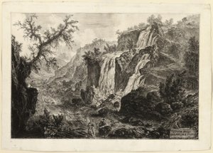 Vista della piccola cascata e rapide, Tivoli, dalle vedute di Roma da Giovanni Battista Piranesi