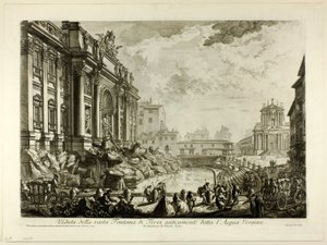 Vista della grande Fontana di Trevi precedentemente chiamata Acqua Vergine, da Vedute di Roma da Giovanni Battista Piranesi