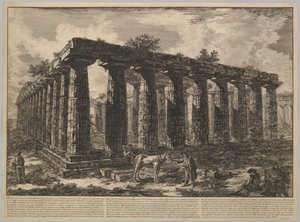 Vista che mostra i resti di un grande recinto di colonne, ca. 1748 da Giovanni Battista Piranesi