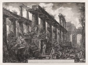Vue des restes de la celle du Temple de Neptune