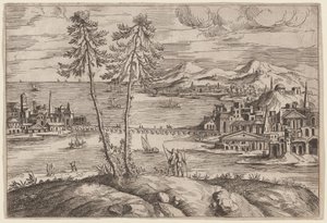 Paesaggio con due alberi da Giovanni Battista Pittoni