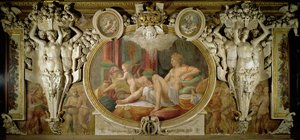 Danae (dettaglio dello schema decorativo nella Galleria di Francesco I, 1530-40)
