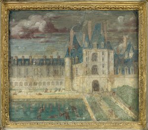 Veduta del castello di Fontainebleau intorno al 1535 - 1540 da Giovanni Battista Rosso Fiorentino
