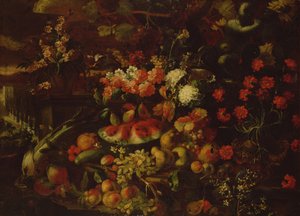 Natura morta con frutta, verdura e fiori da Giovanni Battista Ruoppolo or Ruopolo