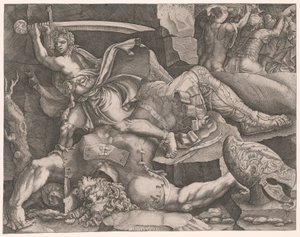 Davide taglia la testa a Golia da Giovanni Battista Scultori
