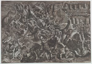 Battaglia navale tra Greci e Troiani da Giovanni Battista Scultori