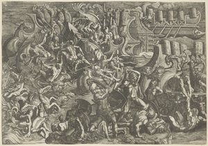Battaglia navale tra Troiani e Greci da Giovanni Battista Scultori
