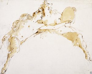 Un fauno, con il braccio sinistro teso, e una faunessa che tiene un tamburo da Giovanni Battista Tiepolo
