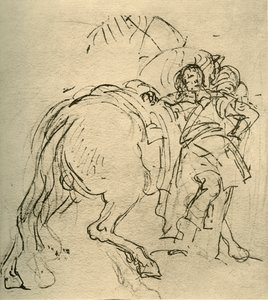 Un cavaliere appoggiato al suo cavallo, c1740s, 1928 da Giovanni Battista Tiepolo