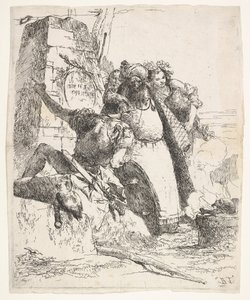 Una scena di necromanzia: una donna con un vaso, un uomo con turbante e un soldato da Giovanni Battista Tiepolo