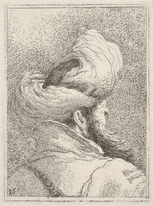 Uomo barbuto con turbante, raffigurato in busto di tre quarti da dietro, ca. 1770 da Giovanni Battista Tiepolo
