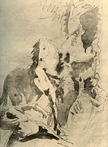 Gruppo di soldati con un cavallo, metà XVIII secolo, 1928
