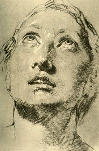 Testa di una giovane donna, che guarda in alto, c. 1755 da Giovanni Battista Tiepolo