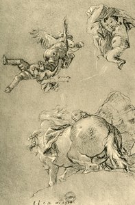 Cupidi fluttuanti e una delle Ore con un cavallo del sole da Giovanni Battista Tiepolo