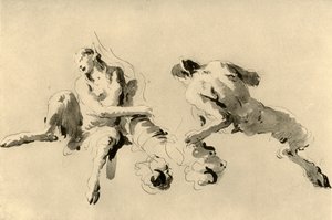 Fauno maschio e femmina con Cornucopia, metà del XVIII secolo, 1928 da Giovanni Battista Tiepolo