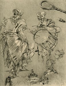 Uomo visto da dietro, un tamburino e piccoli studi, 1751-1752, 1928