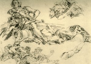 Ufficiale accampato accanto a un cannone, 1752-1753, 1928 da Giovanni Battista Tiepolo