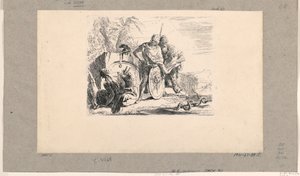 Donna seduta, giovane soldato e mago, dai Vari Capricci da Giovanni Battista Tiepolo