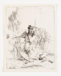 Sei persone che osservano un serpente. Foglio dalla serie Scherzi di fantasia. (Rizzi 15; De Vesme 24) da Giovanni Battista Tiepolo