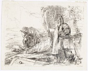 Filosofo in piedi con un grande libro, da Vari Capricci da Giovanni Battista Tiepolo