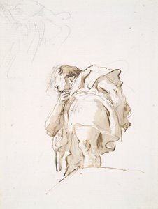 Figura maschile in piedi vista obliquamente dal basso