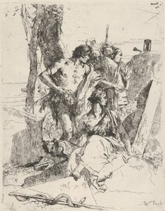 La scoperta della tomba di Punchinello, dagli Scherzi, ca. 1743-50 da Giovanni Battista Tiepolo