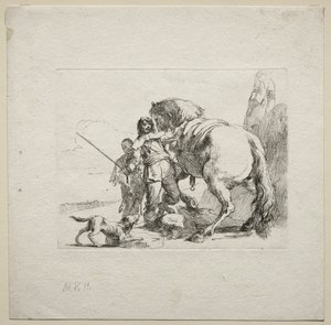 Vari Capricci: Il Cavaliere che Monta il suo Cavallo, 1785 da Giovanni Battista Tiepolo
