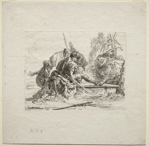 Varie Capricci: I due soldati e le due donne, 1785 da Giovanni Battista Tiepolo