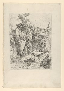 Donna inginocchiata davanti a maghi e altre figure, dagli Scherzi, ca. 1743-50