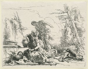 Donne e uomini che osservano un rogo di ossa da Giovanni Battista Tiepolo