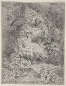 La Natività con Dio Padre, la Colomba dello Spirito Santo e Angeli da Giovanni Benedetto Castiglione