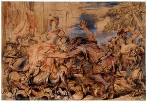 Odissea di Omero: la strega Circe e i compagni di Ulisse trasformati in maiali da Giovanni Benedetto Castiglione