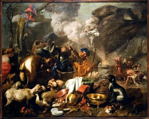 Il sacrificio di Noè dopo il diluvio