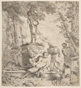 Baccanale davanti a un altare agli dei, ca. 1645 da Giovanni Benedetto Castiglione