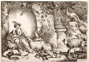 Circe trasforma gli uomini di Ulisse in bestie da Giovanni Benedetto Castiglione