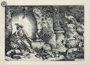 Circe trasforma i compagni di Ulisse in animali da Giovanni Benedetto Castiglione