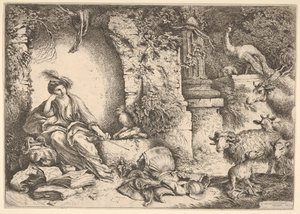 Circe che trasforma i compagni di Ulisse in bestie da Giovanni Benedetto Castiglione