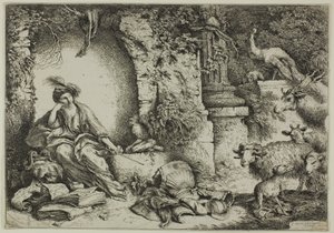 Circe con i compagni di Ulisse trasformati in animali da Giovanni Benedetto Castiglione