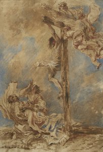 Crocifissione con la Vergine, i Santi Giovanni e Maria Maddalena e Dio Padre da Giovanni Benedetto Castiglione
