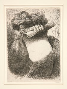 Figura che tiene un grande banderole, dalla serie Piccoli studi di teste da Giovanni Benedetto Castiglione