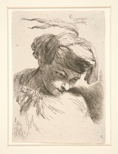 Figura con la testa appoggiata sulla spalla, dalla serie Piccoli studi di teste da Giovanni Benedetto Castiglione